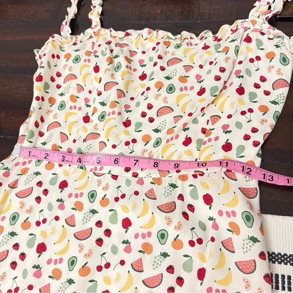 REFORMATION Tancy  Fruit Print Midi Dress in Color cream - Picture 8 of 10